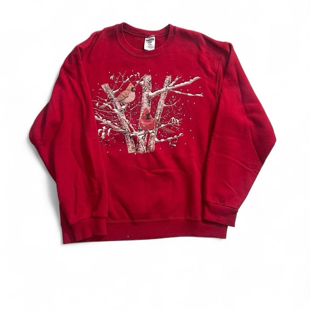 Vintage Red Cardinals Crewneck Sweater Women's Size Medium Cozy Grandma Fall